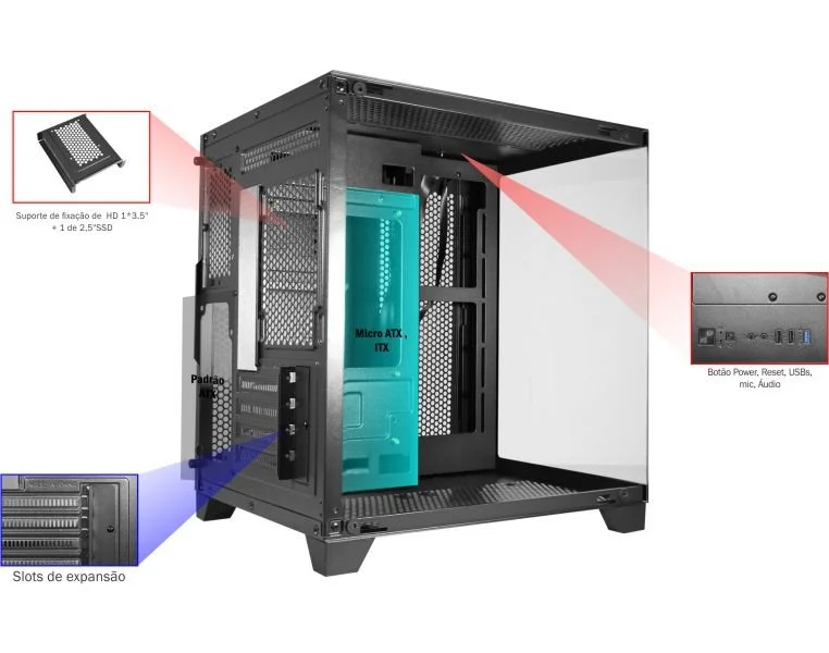 Gabinete Gamer Aquário Cg-0830 Micro Atx Gabinete Gamer Aquário Cg-0830 Micro Atx