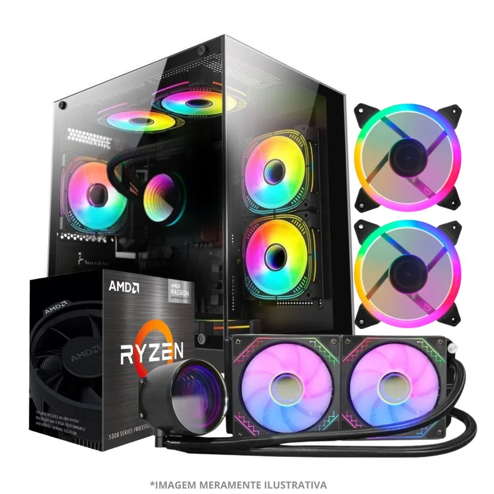 PC Gamer Amd Ryzen 5 5600gt, 16gb Ram, Placa De Video Radeon Vega 7, SSD 480GB, Fonte 550w, Water Cooler + Monitor 23” LED 75hz - view 4