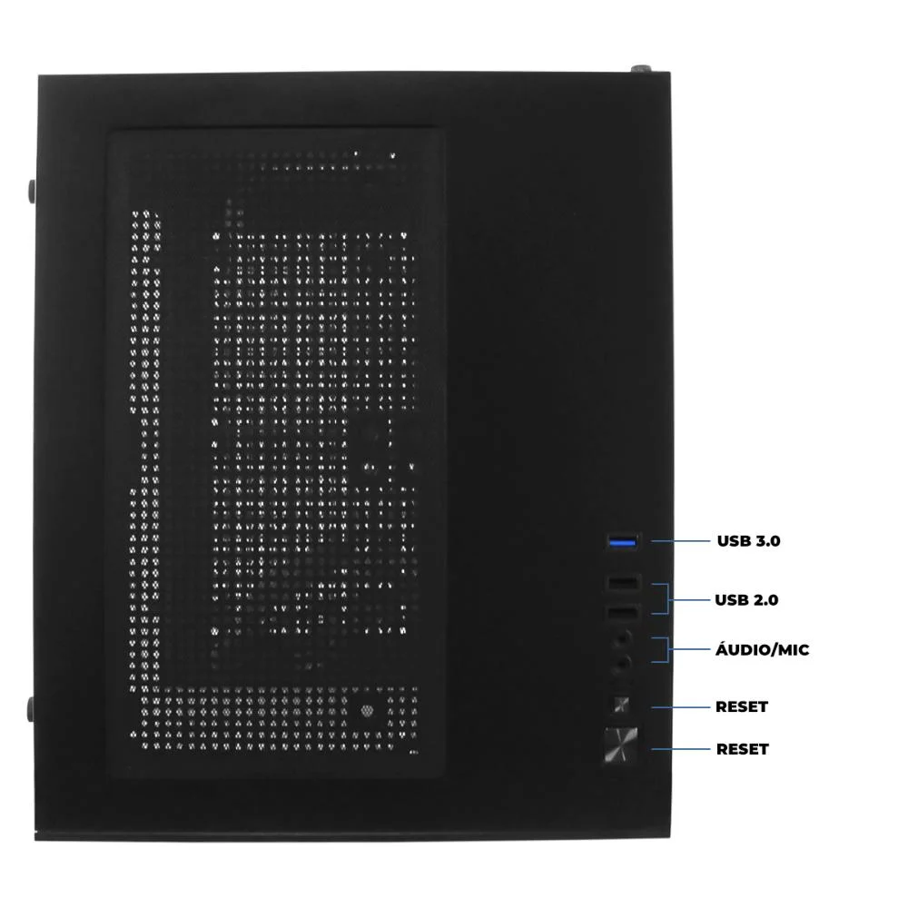 Gabinete Gamer Mini Tower, Desktop PC, Painel Transparente, Usb 3.0, 5 Slots De Expansão, Home Office, Montagem Setup Gabinete Gamer Mini Tower, Desktop PC, Painel Transparente, Usb 3.0, 5 Slots De Expansão, Home Office, Montagem Setup