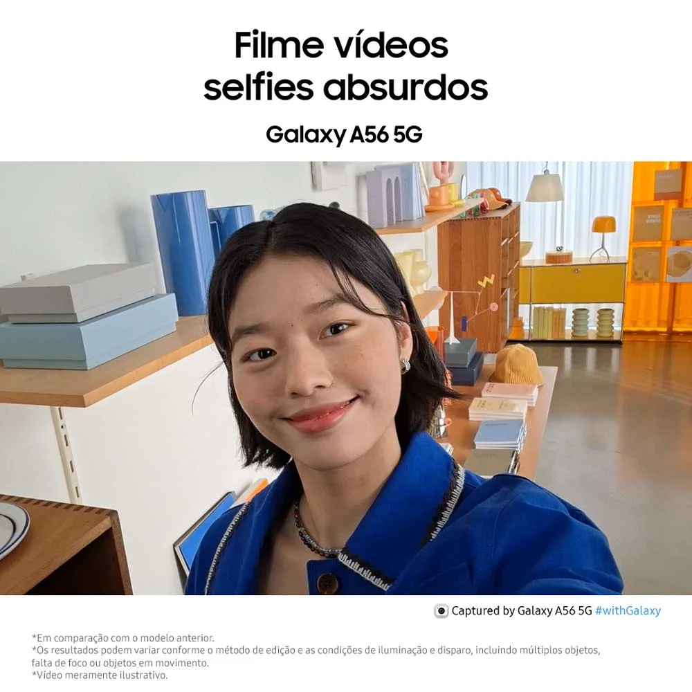 Celular Samsung Galaxy A56 5g 256gb, 8GB Ram, Câmera 50mp, Ip67, Super AmoLED 6.7”, Recursos Ai - Cinza