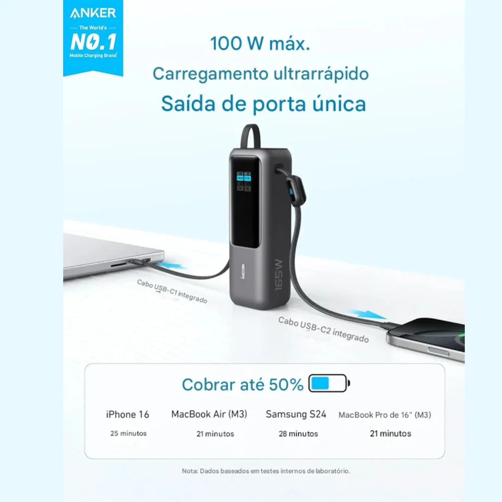 Anker 165W モバイルバッテリー 25000mAh Anker Laptop Power Bank, 25.000mAh Carregador Portátil para