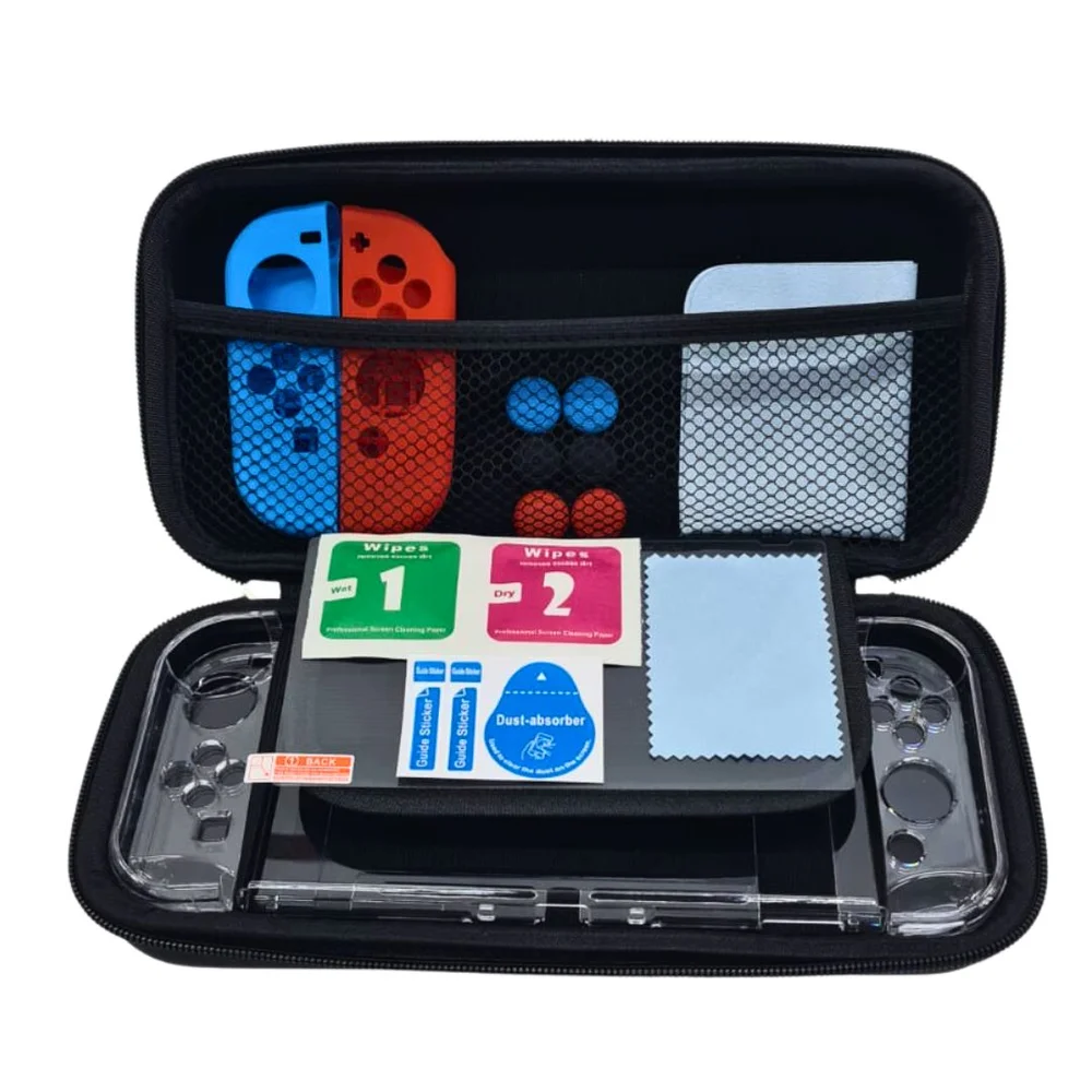 Kit Proteção Para Nintendo Switch 10 Em 1 - Case Capa Película Grips Caps Kit Proteção Para Nintendo Switch 10 Em 1 - Case Capa Película Grips Caps