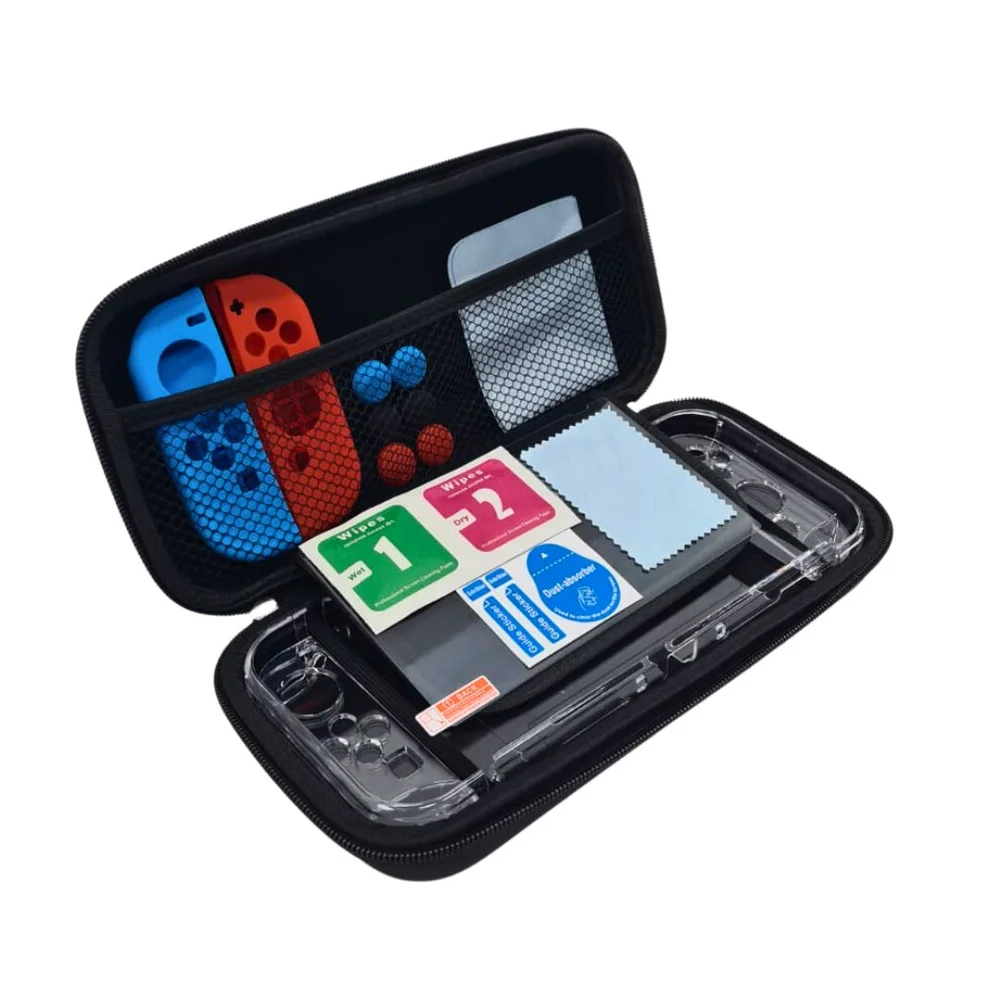 Kit Proteção Para Nintendo Switch 10 Em 1 - Case Capa Película Grips Caps Kit Proteção Para Nintendo Switch 10 Em 1 - Case Capa Película Grips Caps