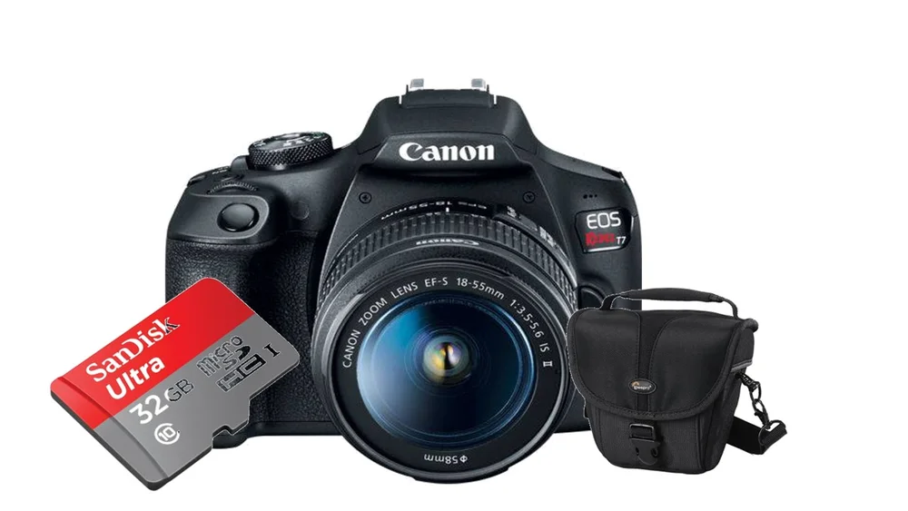 Camera Canon EOS T7 Com Lente 18-55mm + SD 32GB e Bolsa