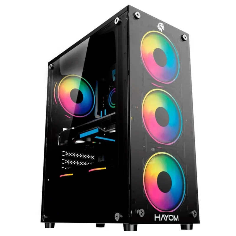Gabinete Gamer Hayom Gb1759 3 Fans RGB S/fonte Midtower Vidro Temperado Preto - Gb1759 Gabinete Gamer Hayom Gb1759 3 Fans RGB S/fonte Midtower Vidro Temperado Preto - Gb1759