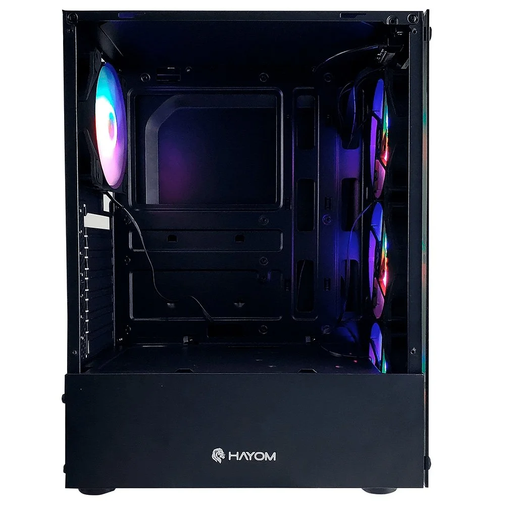 Gabinete Gamer Hayom Gb1759 3 Fans RGB S/fonte Midtower Vidro Temperado Preto - Gb1759 Gabinete Gamer Hayom Gb1759 3 Fans RGB S/fonte Midtower Vidro Temperado Preto - Gb1759