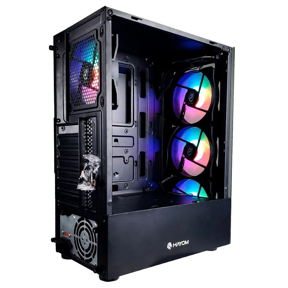 Gabinete Gamer Hayom Gb1759 3 Fans RGB S/fonte Midtower Vidro Temperado Preto - Gb1759 Gabinete Gamer Hayom Gb1759 3 Fans RGB S/fonte Midtower Vidro Temperado Preto - Gb1759