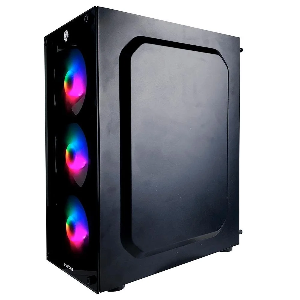 Gabinete Gamer Hayom Gb1759 3 Fans RGB S/fonte Midtower Vidro Temperado Preto - Gb1759 Gabinete Gamer Hayom Gb1759 3 Fans RGB S/fonte Midtower Vidro Temperado Preto - Gb1759