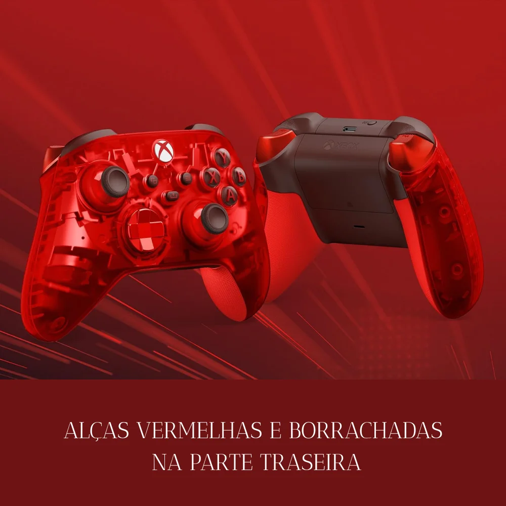 Controle Sem Fio XBOX Series S X One Vermelho Transparente