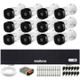 Kit 12 Câmeras Intelbras Vhl 1120 B Hd 720p Visão Noturna 20m + Dvr Intelbras Mhdx 1016-c 16 Canais