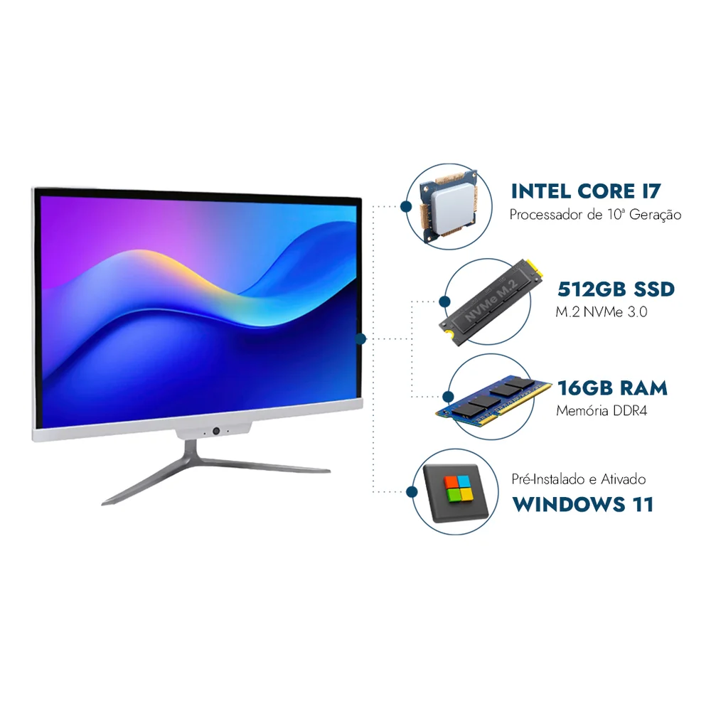 "Computador All In One 21,5"" Intel Core i7 10ª Geração, 16gb Ram, SSD 512gb" em Campinas - foto 2