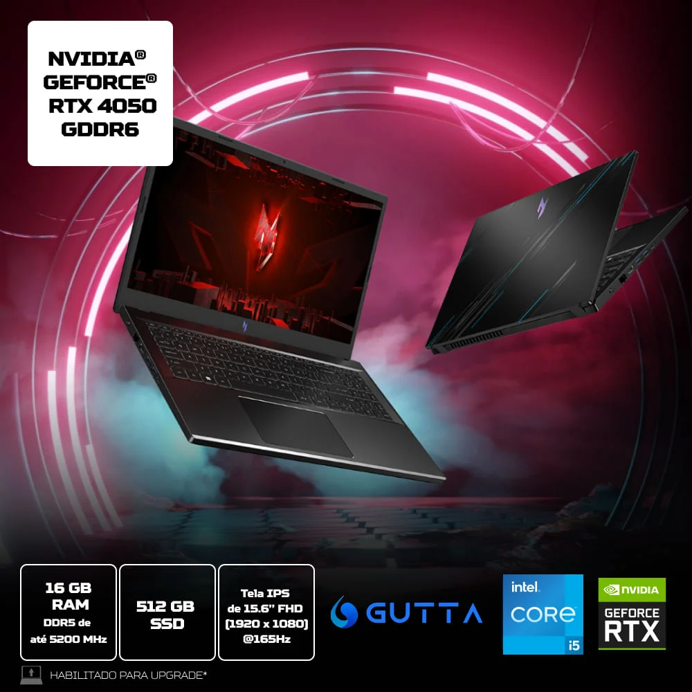 Notebook Gamer Acer Nitro V15, Intel Core i5-13420h, 16GB, RTX 4050, SSD 512GB, Tela 15.6" FHD, Linux - Anv15-51-51uz - NH.QS8AL.005 Notebook Gamer Acer Nitro V15, Intel Core i5-13420h, 16GB, RTX 4050, SSD 512GB, Tela 15.6" FHD, Linux - Anv15-51-51uz - NH.QS8AL.005