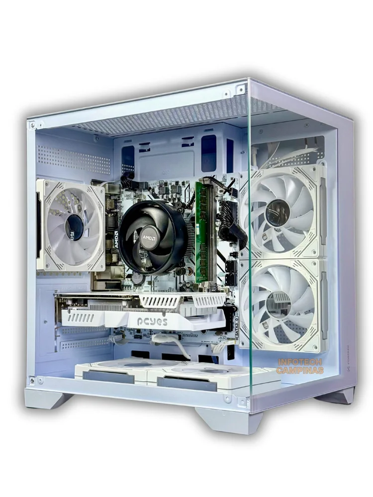 PC Gamer Aquario Branco | Ryzen 5 5500 | RTX 3050 6GB Branca | 16GB RAM | SSD NVMe 512GB | Pronto para uso | Windows 11 Pro - view 3