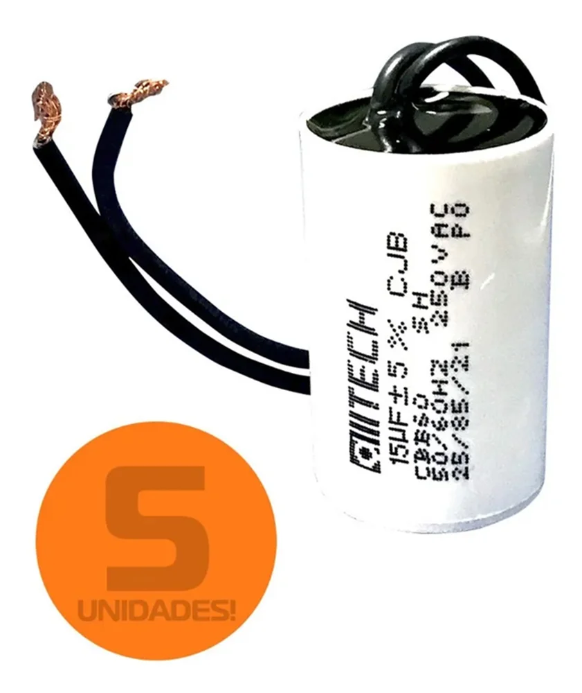 Kit 5pçs Capacitor De Partida Acv15uf 250v Portão Eletrônico