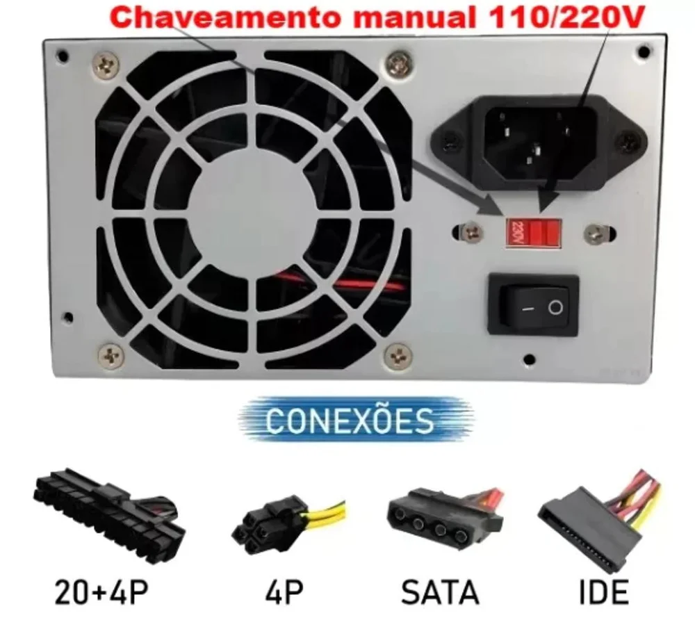 Fonte Alimentação Atx 200w Bivolt PC Computador