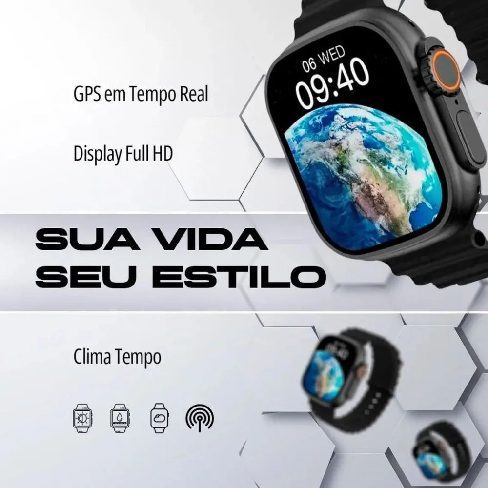 Smartwatch Hw9 Series 9 Pulso Fino Ultra Mini 2 Multiiras Esporte Preto Smartwatch Hw9 Series 9 Pulso Fino Ultra Mini 2 Multiiras Esporte Preto