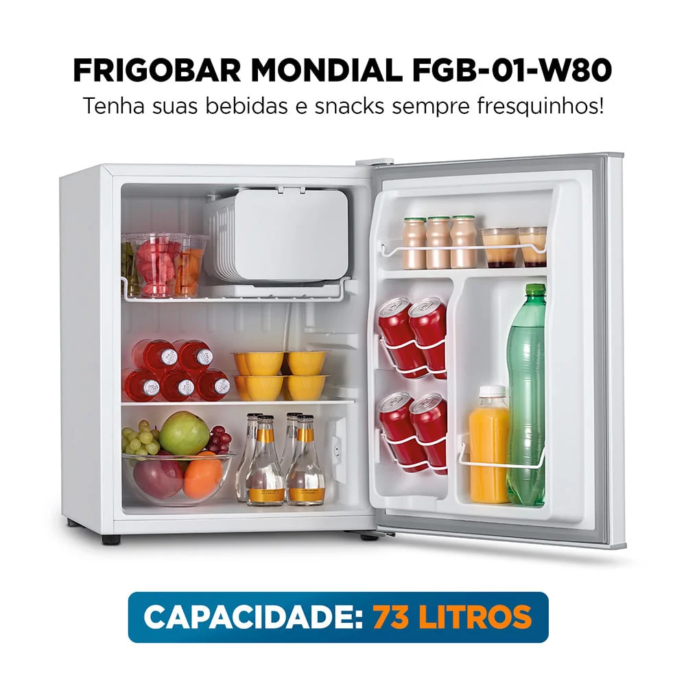 Frigobar Mondial 73l Porta Reversível Branco Fgb-01-w80 Frigobar 73l - Fgb-01-w80 - 127v/60hz Frigobar Mondial 73l Porta Reversível Branco Fgb-01-w80 Frigobar 73l - Fgb-01-w80 - 127v/60hz