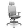 Cadeira Brizza 3d Backplax Nr17 Poliéster Cinza Plaxmetal
