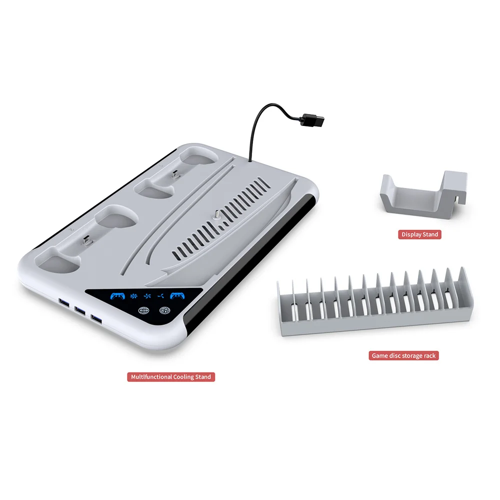 Suporte Cooler Carregador De Controle + Porta Jogo Para Ps5