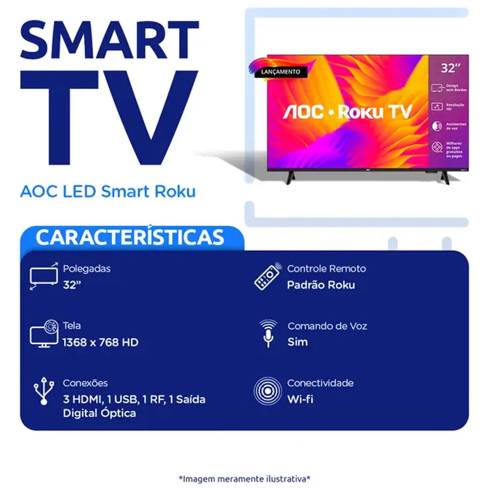 Smart Tv Aoc DLED 32"" Wi-Fi Roku Tv Quad Core - 32s5155/78g - view 2