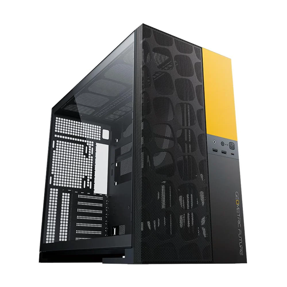 Gabinete Gamer Geometric Future Model 5 Vent Sem Fans Preto E Amarelo Gabinete Gamer Geometric Future Model 5 Vent Sem Fans Preto E Amarelo