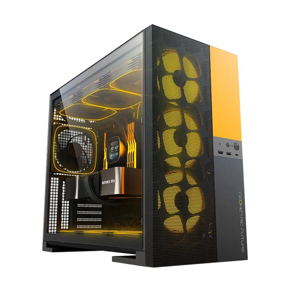 Gabinete Gamer Geometric Future Model 5 Vent Sem Fans Preto E Amarelo Gabinete Gamer Geometric Future Model 5 Vent Sem Fans Preto E Amarelo