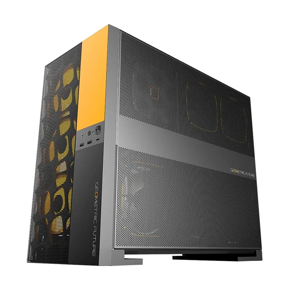 Gabinete Gamer Geometric Future Model 5 Vent Sem Fans Preto E Amarelo Gabinete Gamer Geometric Future Model 5 Vent Sem Fans Preto E Amarelo