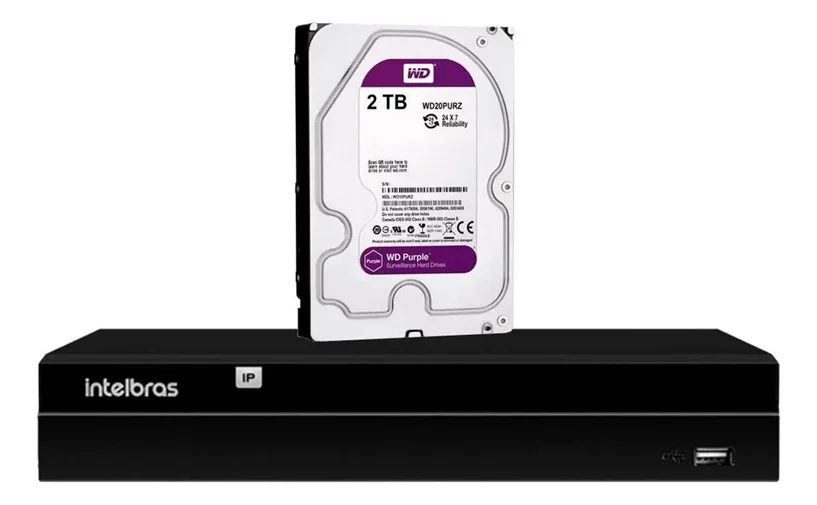 Gravador Ip Nvr 8 Canais Poe Nvd 1408 P + Hd 2 Tb Purple Intelbras Gravador Ip Nvr 8 Canais Poe Nvd 1408 P + Hd 2 Tb Purple Intelbras