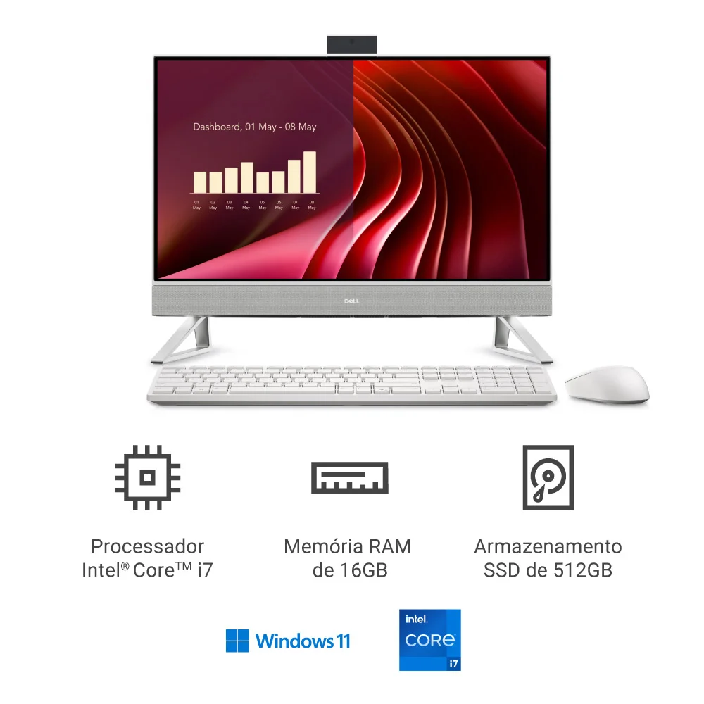 "Computador Dell 24 All-in-one Ec24250 23.8"" Ips Full Hd 13ª Gen Intel Core i7 16gb 512gb SSD Win 11 Aio-i1303-m31" em Campinas - foto 2