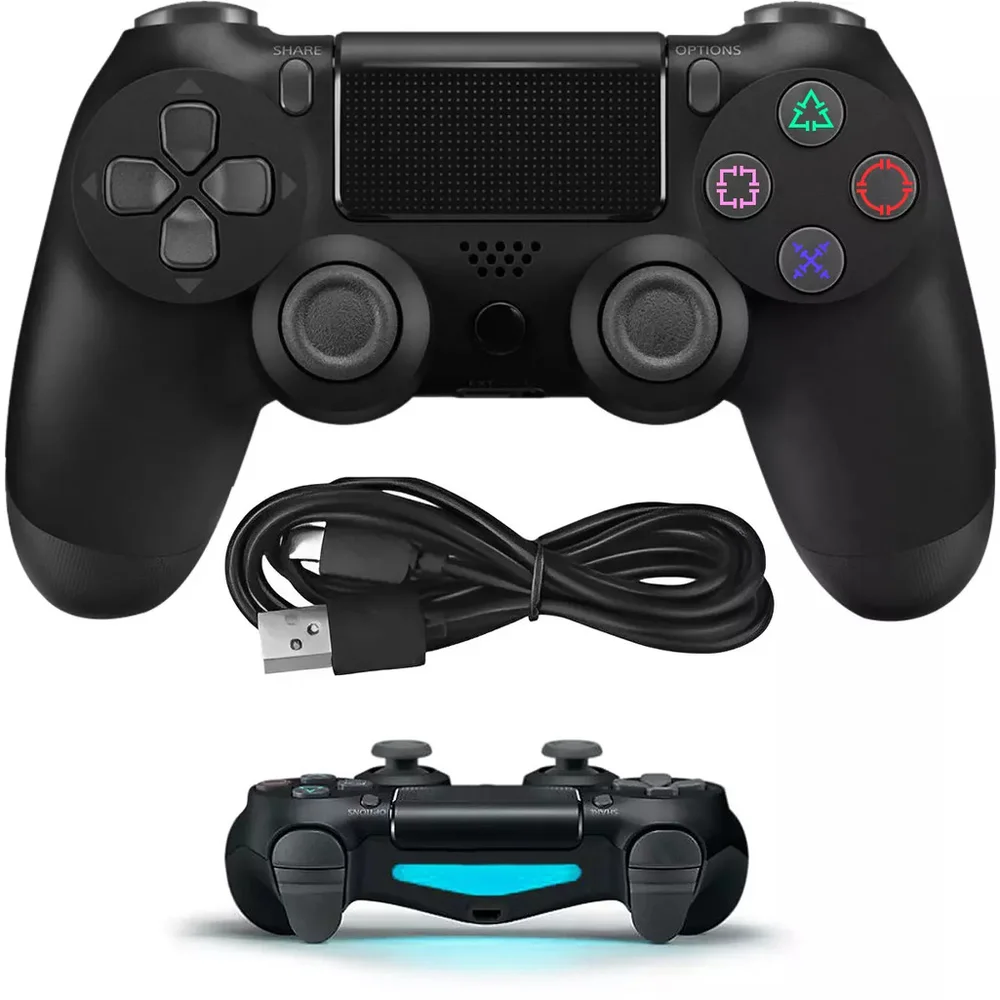 Controle Sem Fio Para Video Game 4 PC Wireless Bluetooth 5.0 Cor:preto Controle Sem Fio Para Video Game 4 PC Wireless Bluetooth 5.0 Cor:preto