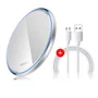 Base Carregadora Celular Sem Fio Indução Wireless Qi 10w Kuulaa Carga Rápida Vidro Espelho Luz LED - Branco