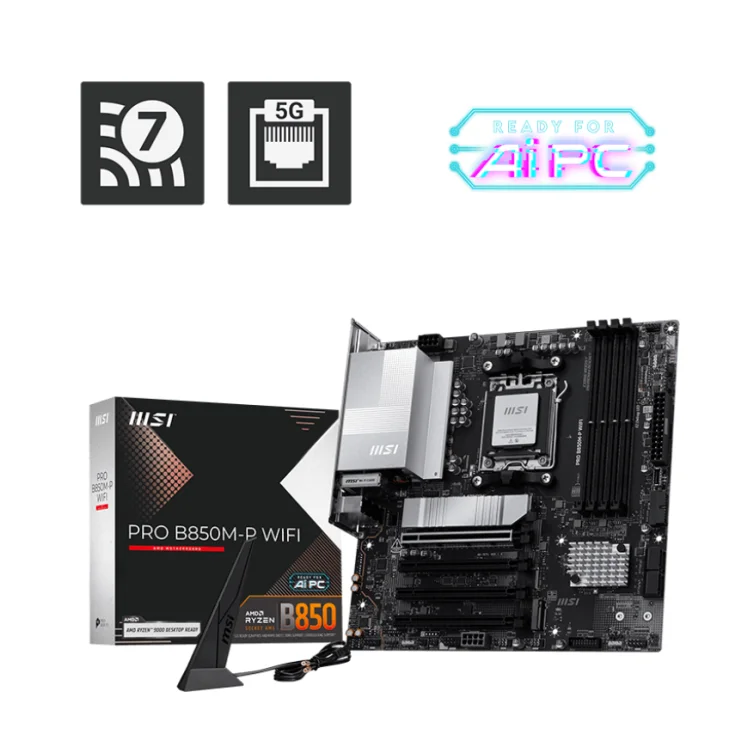 Placa Mãe Msi Pro B850m-p Wifi, Amd Am5, Matx, Wf/blt, Ddr5 - Pro B850m-p Wifi Placa Mãe Msi Pro B850m-p Wifi, Amd Am5, Matx, Wf/blt, Ddr5 - Pro B850m-p Wifi