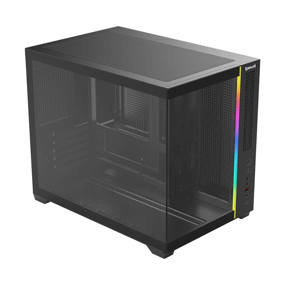 Gabinete Gamer Redragon Wideload Mini Lite RGB Sem Fans Preto Gabinete Gamer Redragon Wideload Mini Lite RGB Sem Fans Preto