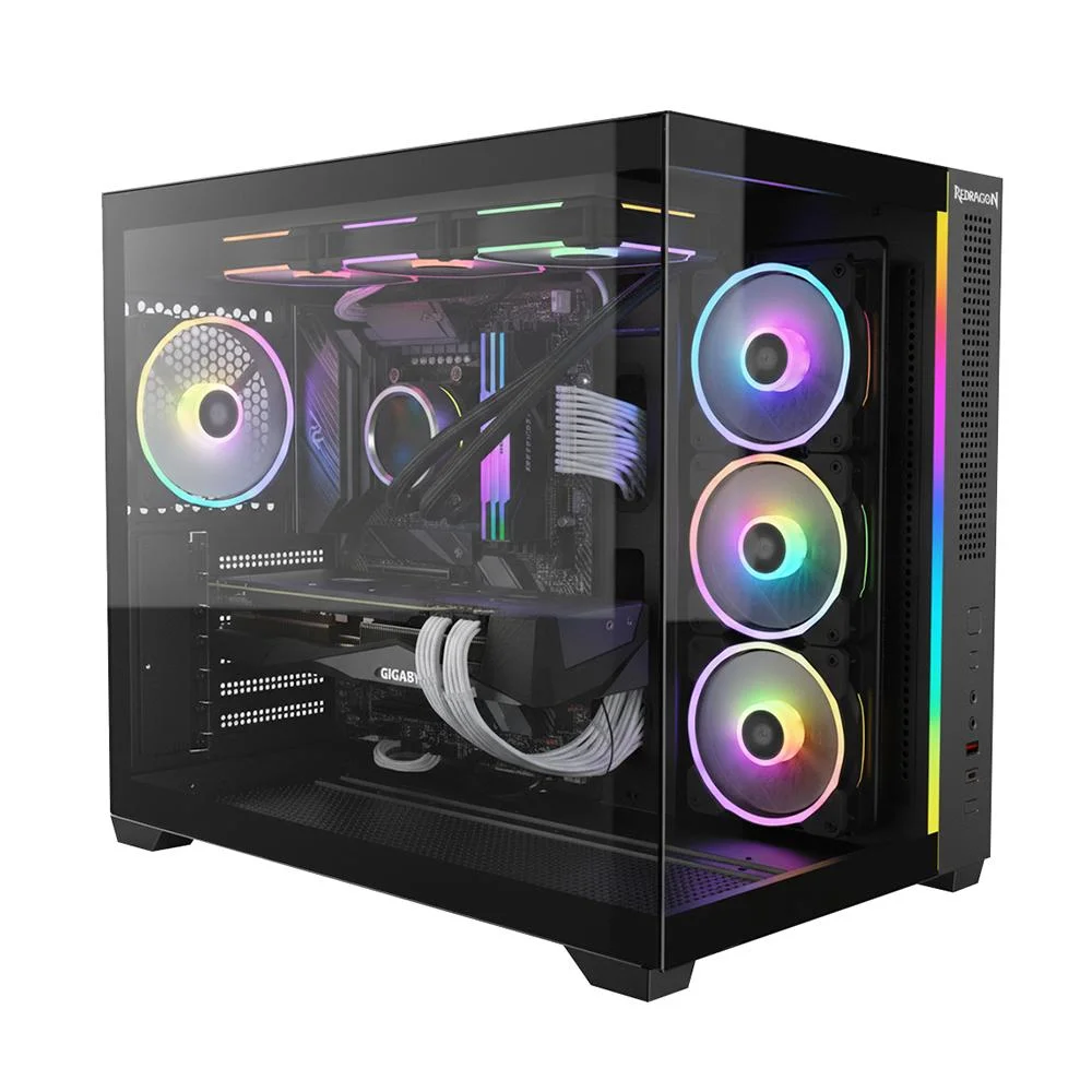 Gabinete Gamer Redragon Wideload Mini Lite RGB Sem Fans Preto Gabinete Gamer Redragon Wideload Mini Lite RGB Sem Fans Preto