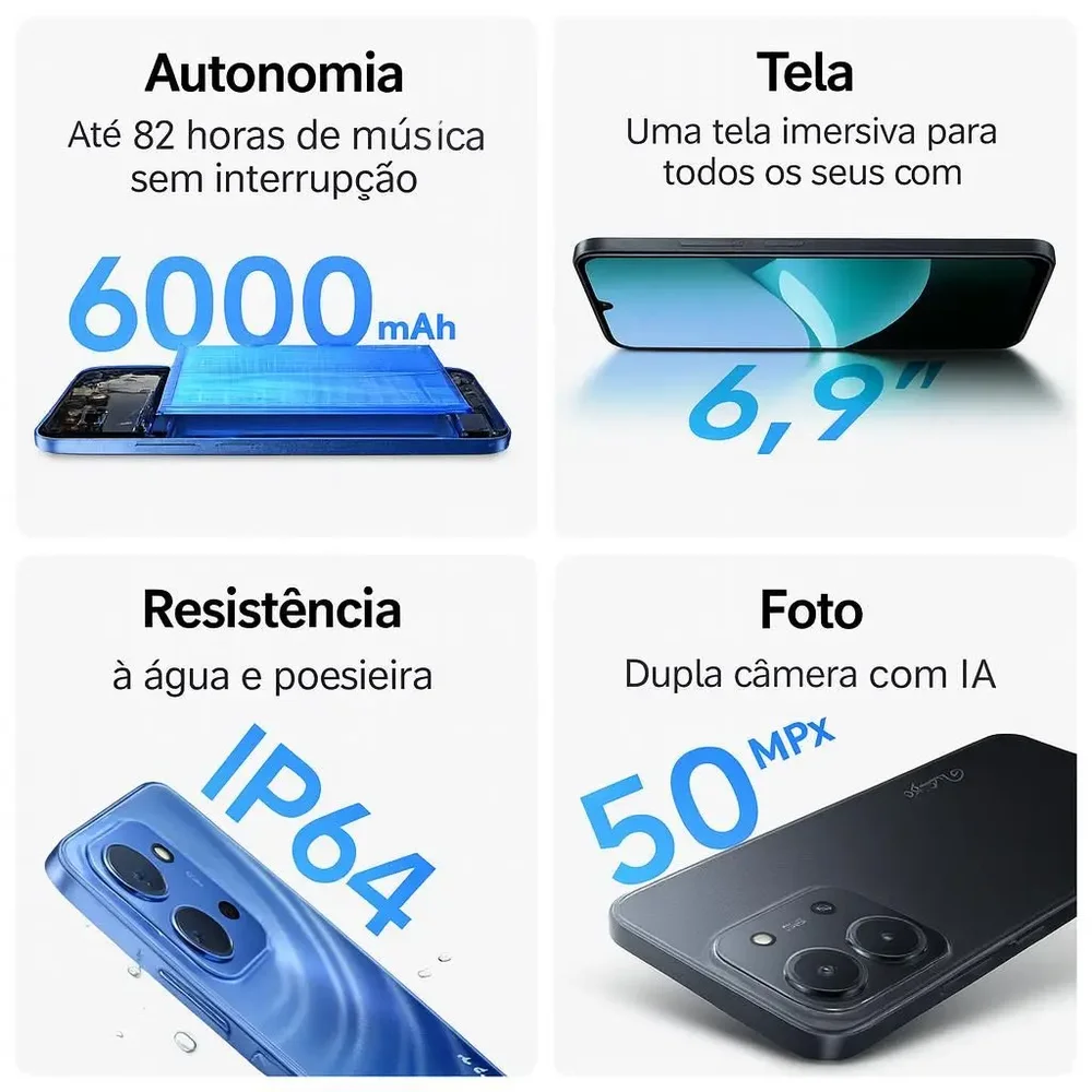 Smartphone Xiaomi Redmi 15c Dual Sim 256 Gb 8 Gb Ram - Preto - view 3