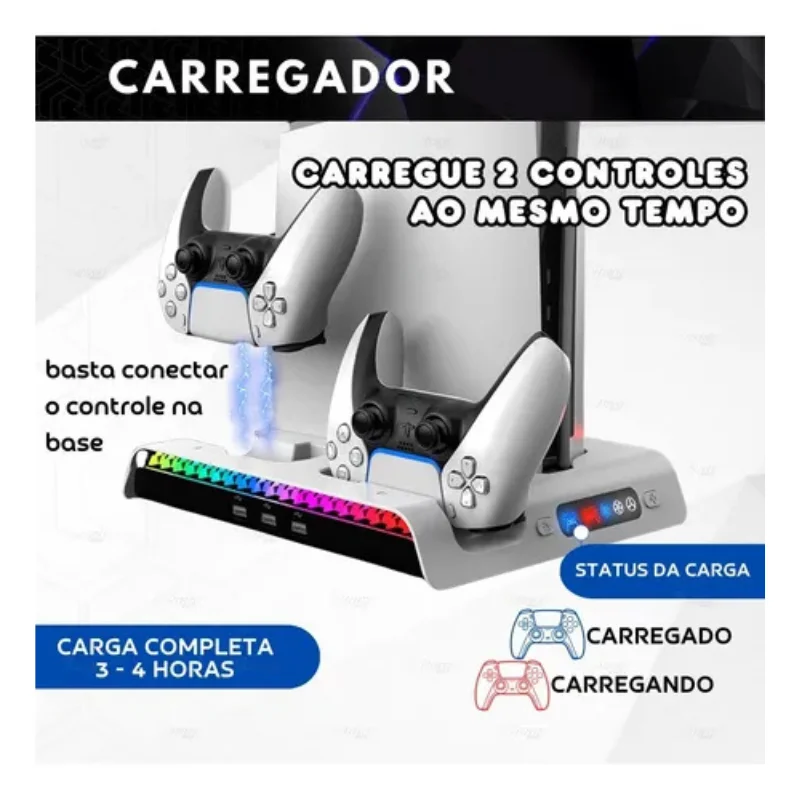 Suporte Cooler Carregador Controle Compatível Com Ps5 Slim Modelo -pg -p5s006 Suporte Cooler Carregador Controle Compatível Com Ps5 Slim Modelo -pg -p5s006