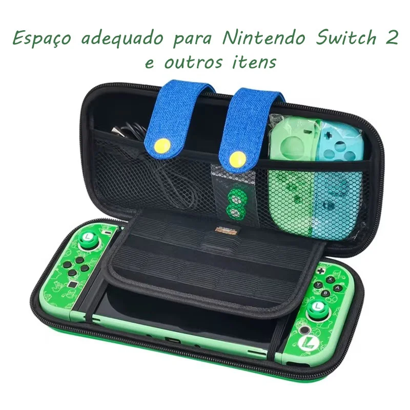 Case Nintendo Switch 2 Luigi + 4 Grips + 2 Películas Vidro