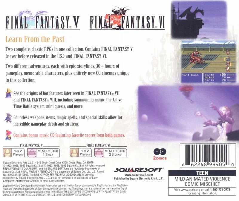 Jogo Final Fantasy Anthology (greatest Hits) Ps Jogo Final Fantasy Anthology (greatest Hits) Ps