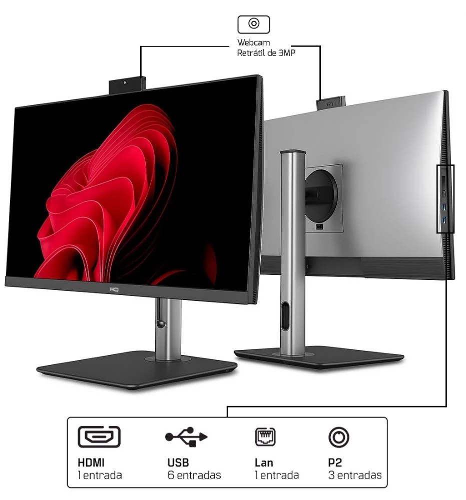 "Computador All In One 24"", Intel Core i5 12400 12ª Geração, 8GB Ddr4, SSD 1TB, Webcam, Wifi, Bluetooth, Hq Silver Aihqp-003" em Campinas - foto 4