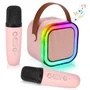 Karaoke Machine For Kids Adults, Karaoke Machine With 2 Wireless Microphone, Portable Bluetooth Karaoke Speaker With Col