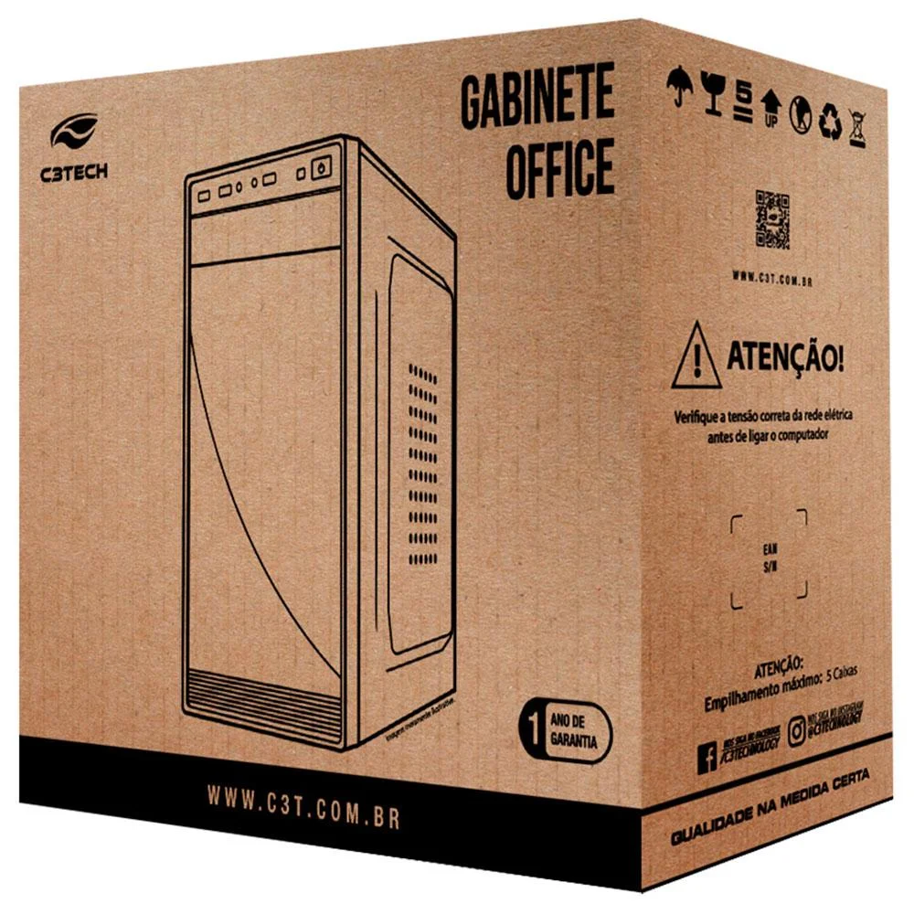 Gabinete C3tech Atx-37bk Micro Usb 2.0 S/ Fan