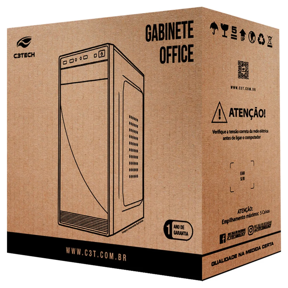 Gabinete C3tech Atx-37bk Micro Usb 2.0 S/ Fan