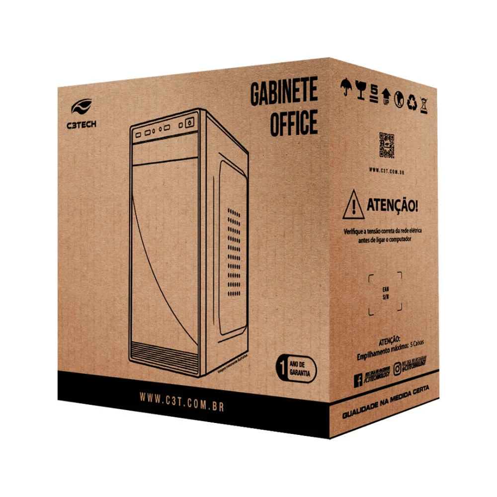 Gabinete C3tech Atx-37bk Micro Usb 2.0 S/ Fan