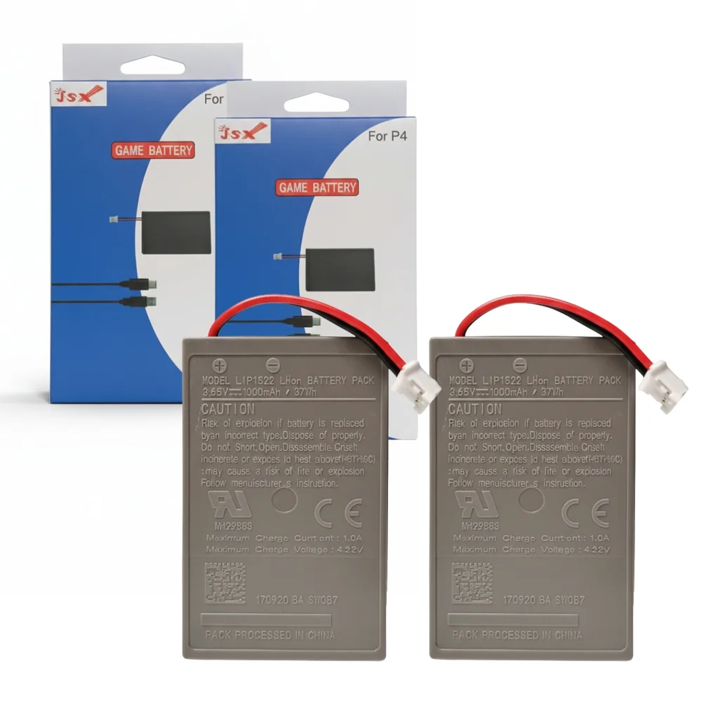 Kit 2 Baterias 1000mah Plug 4,5mm Para Controle Ps4 + Cabo