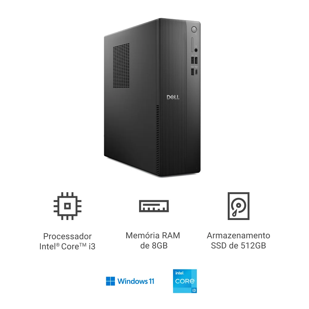 Desktop Dell Slim Ecs1250 - Intel Core i3 8GB 512gb SSD Win 11-ds-i314100-m11 Desktop Dell Slim Ecs1250 - Intel Core i3 8GB 512gb SSD Win 11-ds-i314100-m11