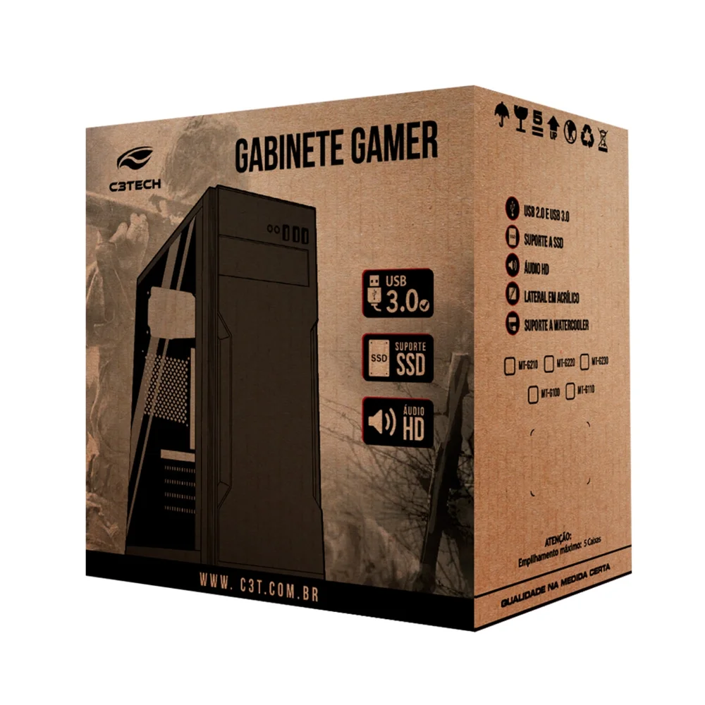 Gabinete Gamer C3tech Mt-g40bk Sem Fonte Preto Gabinete Gamer C3tech Mt-g40bk Sem Fonte Preto