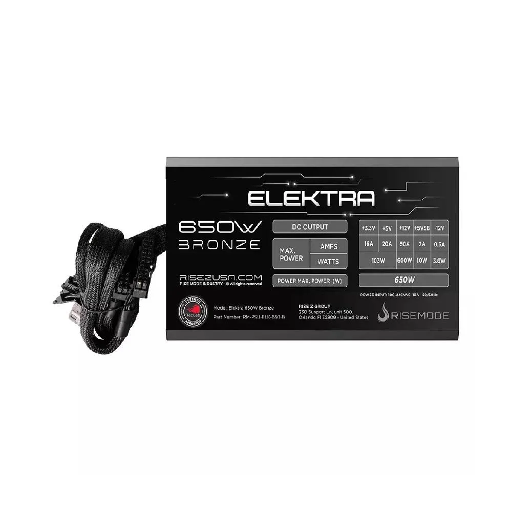 Fonte Gamer Rise Mode Elektra, 650W, Bronze, PFC Ativo, Preto - RM-PSU-ELK-650-B Fonte Gamer Rise Mode Elektra, 650W, Bronze, PFC Ativo, Preto - RM-PSU-ELK-650-B
