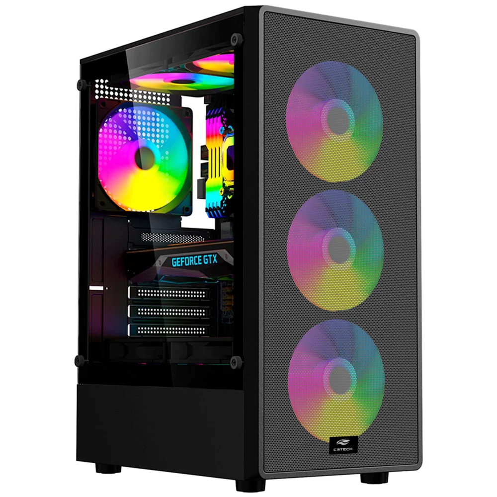 Gabinete Gamer C3tech Mt-g130bk, Lateral Em Vidro, Filtro Anti-poeira, Usb 3.0, Micro Atx - Preto Gabinete Gamer C3tech Mt-g130bk, Lateral Em Vidro, Filtro Anti-poeira, Usb 3.0, Micro Atx - Preto