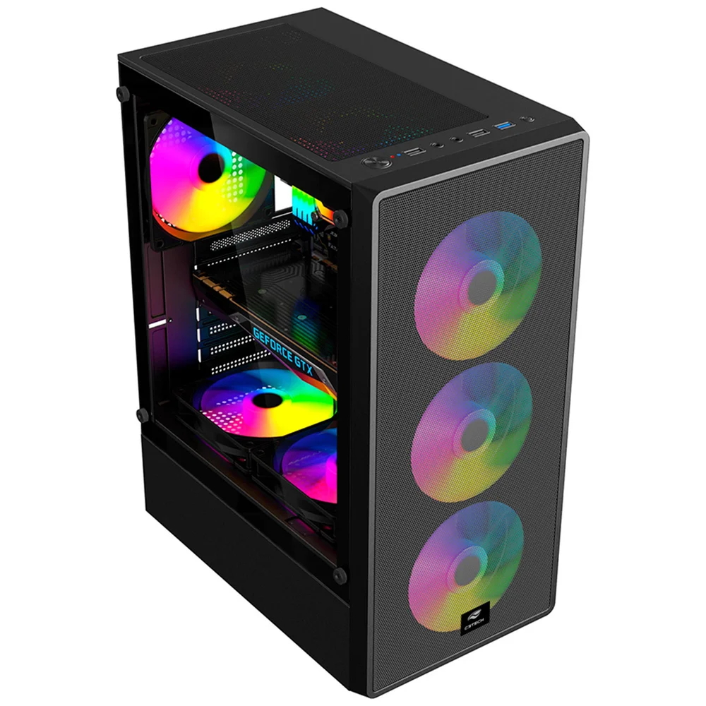 Gabinete Gamer C3tech Mt-g130bk, Lateral Em Vidro, Filtro Anti-poeira, Usb 3.0, Micro Atx - Preto Gabinete Gamer C3tech Mt-g130bk, Lateral Em Vidro, Filtro Anti-poeira, Usb 3.0, Micro Atx - Preto