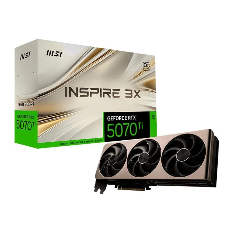 Placa De Video Msi Geforce RTX 5070 Ti Inspire 3x Oc, 16gb, Gddr7, 256-bit, G507t-16i3c